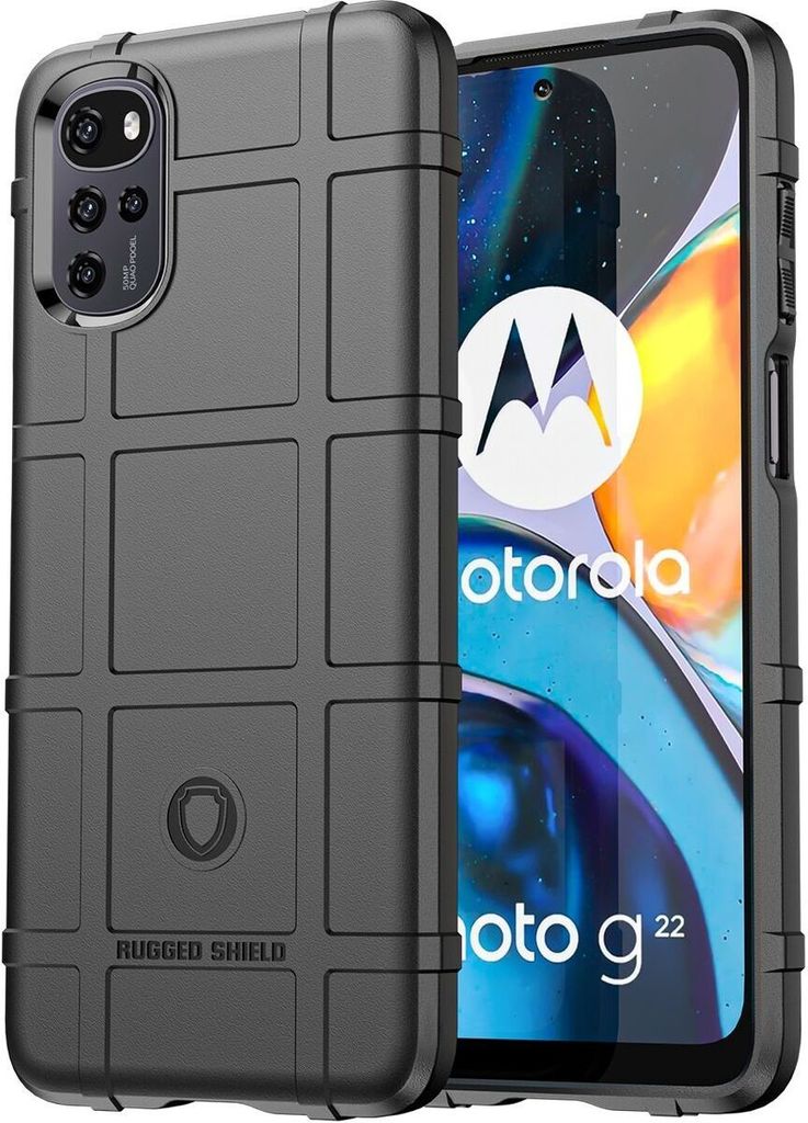 Mobigear Rugged Shield Motorola Moto G22 Hülle Flexibles TPU Backcover Stoßfest - Schwarz