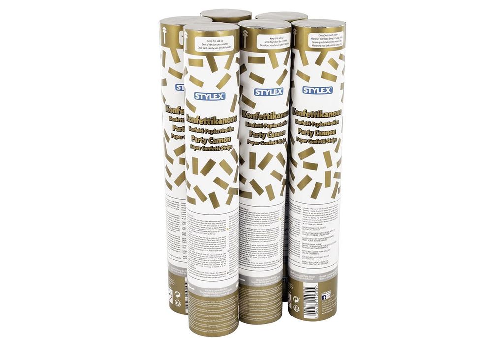 Konfeta dělo, 30 cm, zlatá barva – výhodná sada 6 kusů Obrázek produktu 
