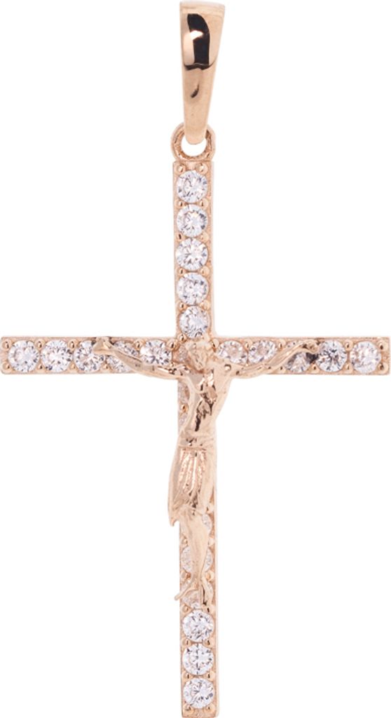 Golders Kreuzanhänger mit Kruzifix aus 585 Gold, mit Zirkonia, Goldschmuck