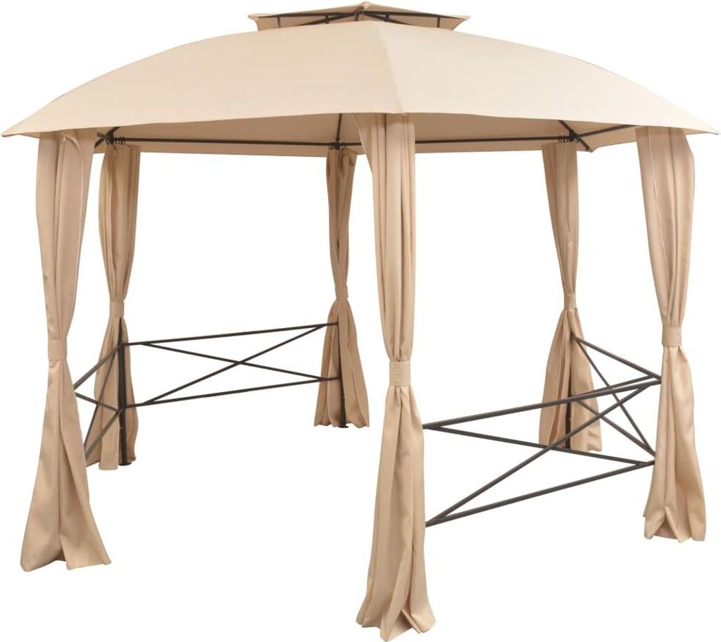 vidaXL Zahradní pavilon se závěsy Šestihranný 360x265 cm Obrázek produktu 
