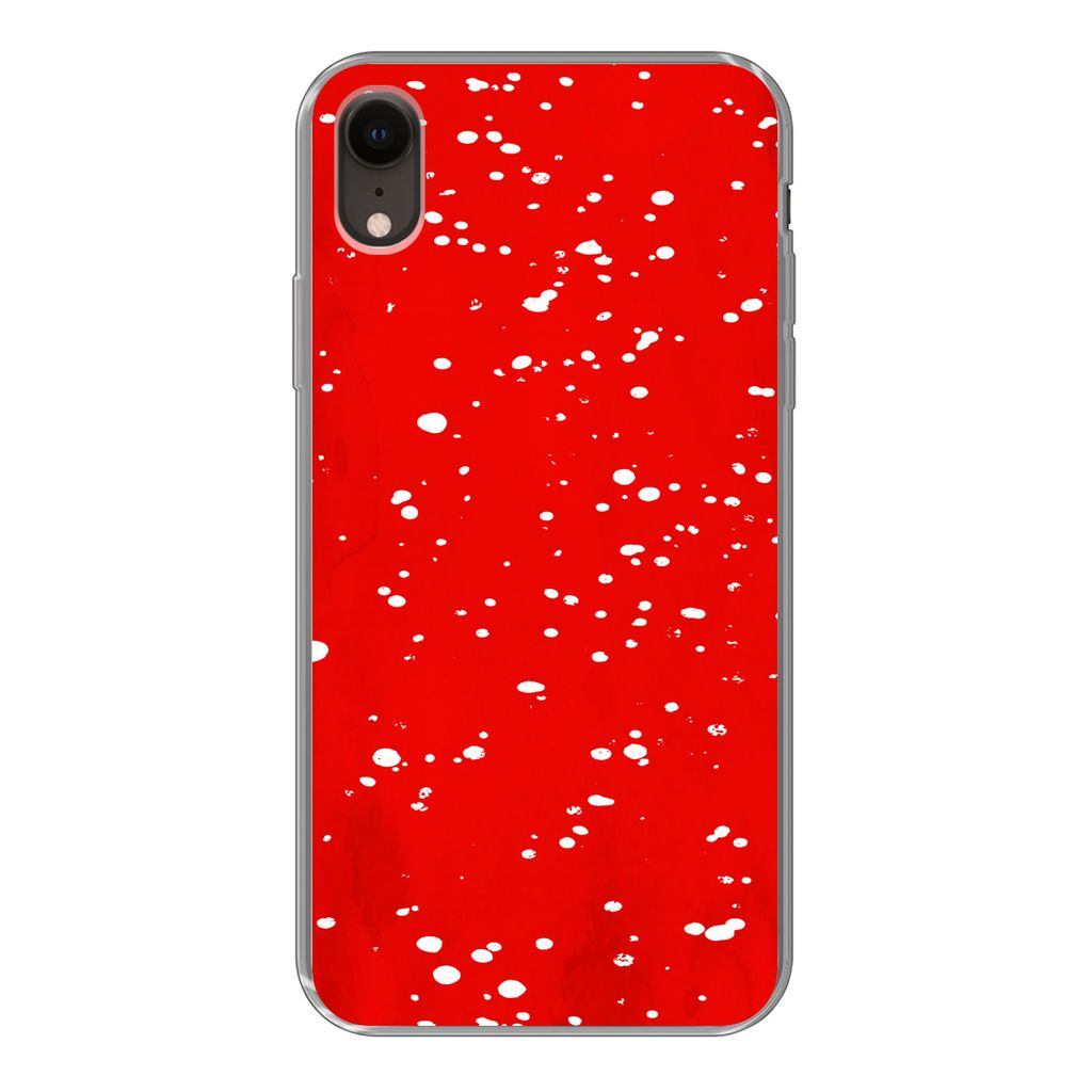 MuchoWow Handyhülle Schutzhülle Hülle für iPhone XR Polka dots - Rot - Pilz Silikon Softcase Handy Hülle - Schutzdeckel