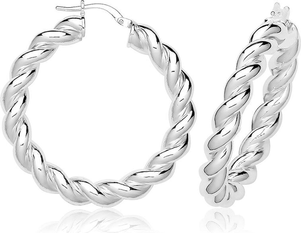 925 Sterling Silber Damen - Paar Creolen - 25mm; TRS37231MM25