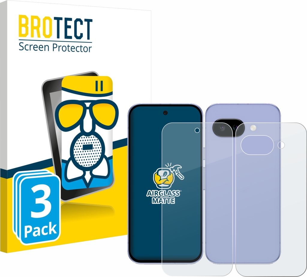 3x BROTECT Entspiegelungs Schutzglas für Google Pixel 9a (Display+Rückseite) Schutzfolie Panzer Folie Glas Display Schutz matt