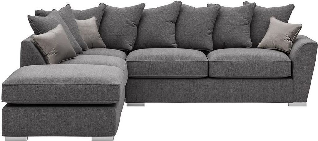 SLF24 - Linksseitiges Ecksofa mit loser Rückenpolsterung Majestic - dunkelgrau - Cherub 1482/grau - Velluto 16