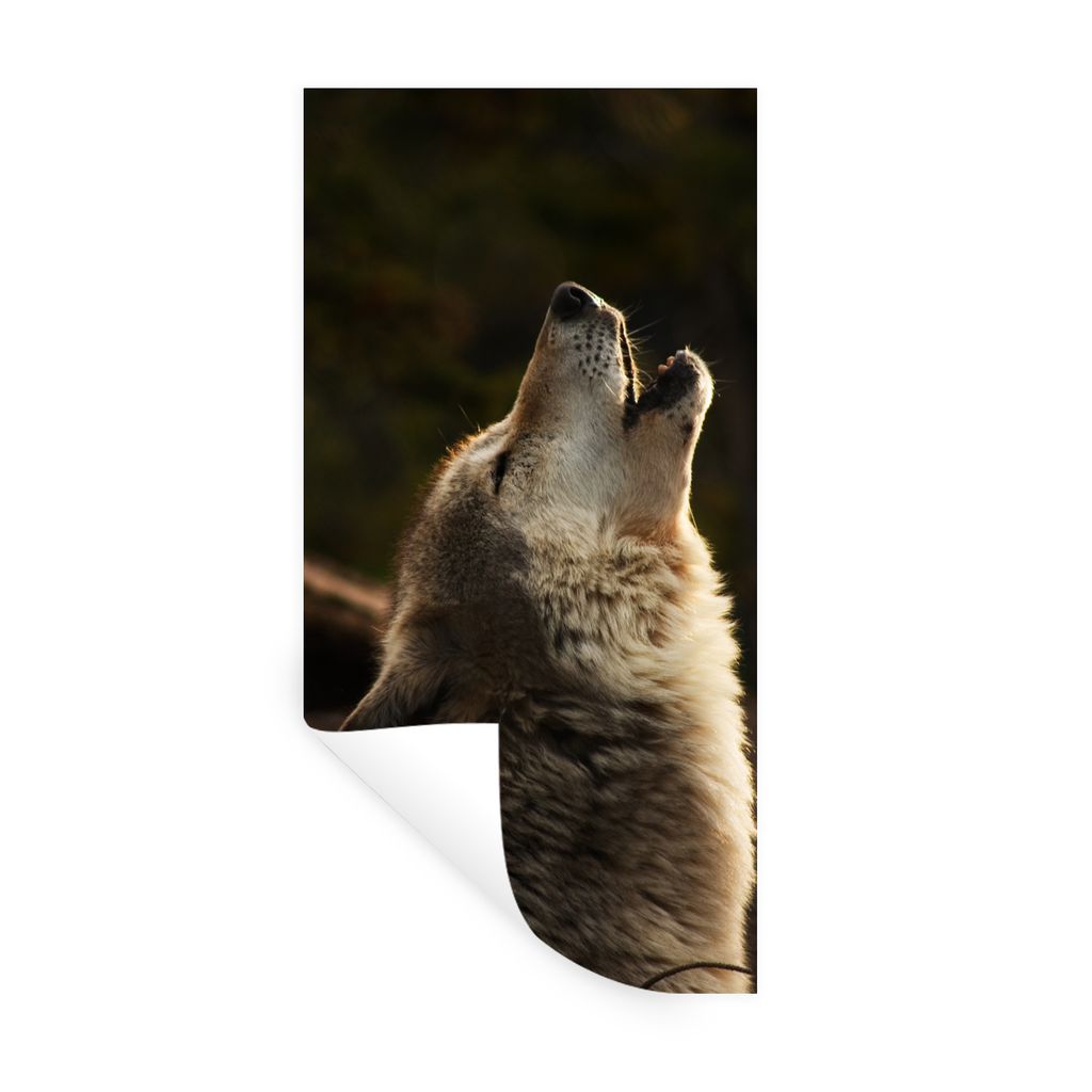 MuchoWow Wandtattoo Wandsticker Wandaufkleber Wolf - Grau - Tiere 20x40 cm Selbstklebend und Repositionierbar - Selbstklebend - Fototapeten