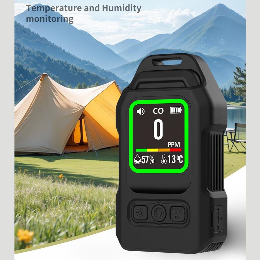 Détecteur CO Portable 5 En 1 - Monoxyde De Carbone, Température, Humidité, Altitude - Gedsffati PT06