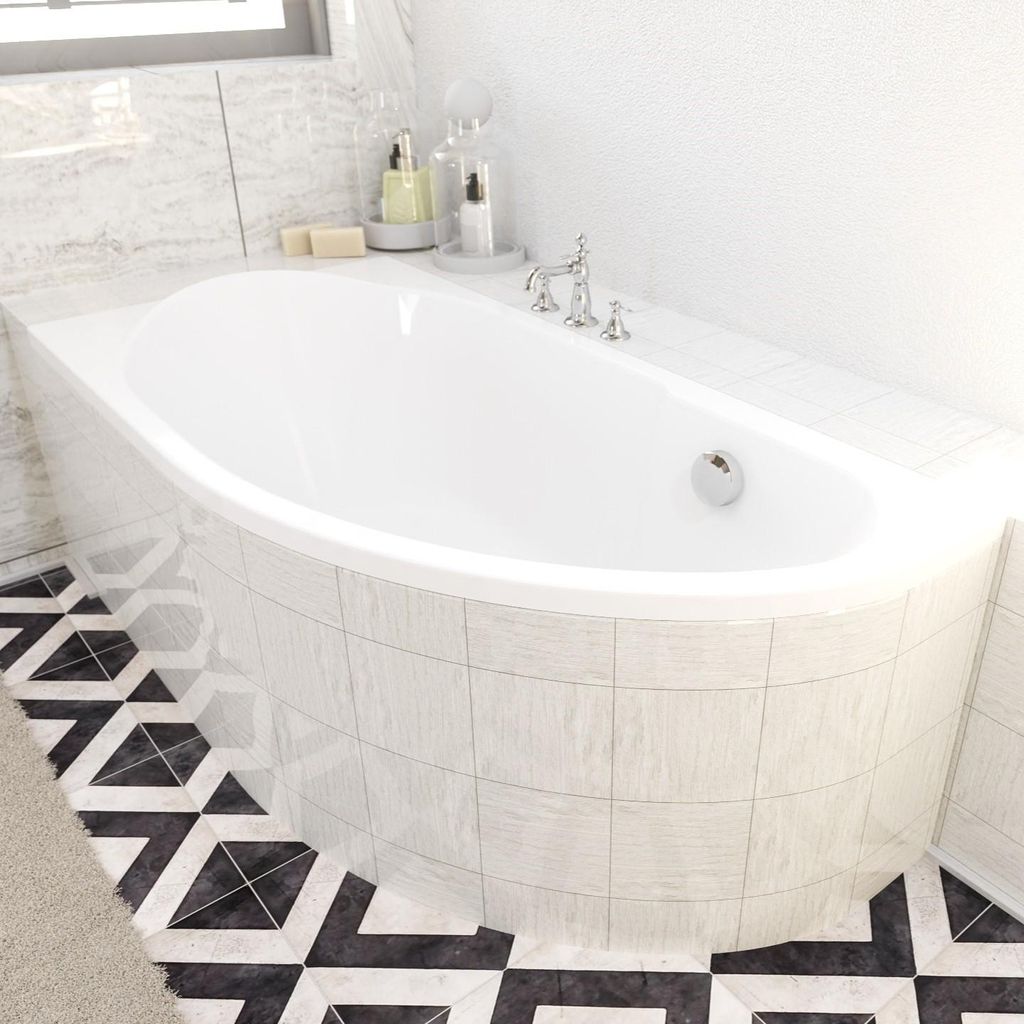 BADLAND Eckbadewanne Badewanne Miki LINKS 140x70 mit Ablaufgarnitur, Füßen und Styroporverkleidung GRATIS