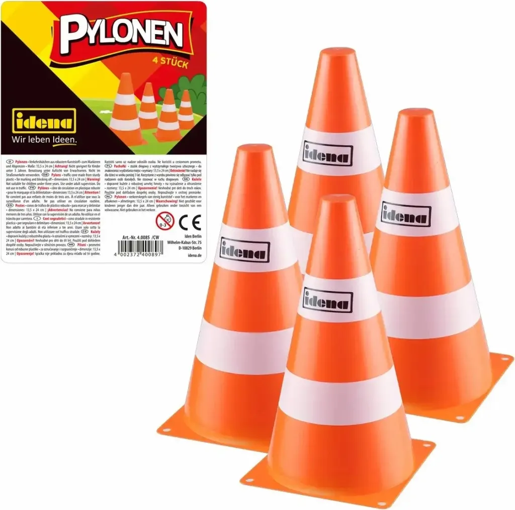 Idena 4 Pylônes de Signalisation Orange pour Jeux et Sports de Plein Air