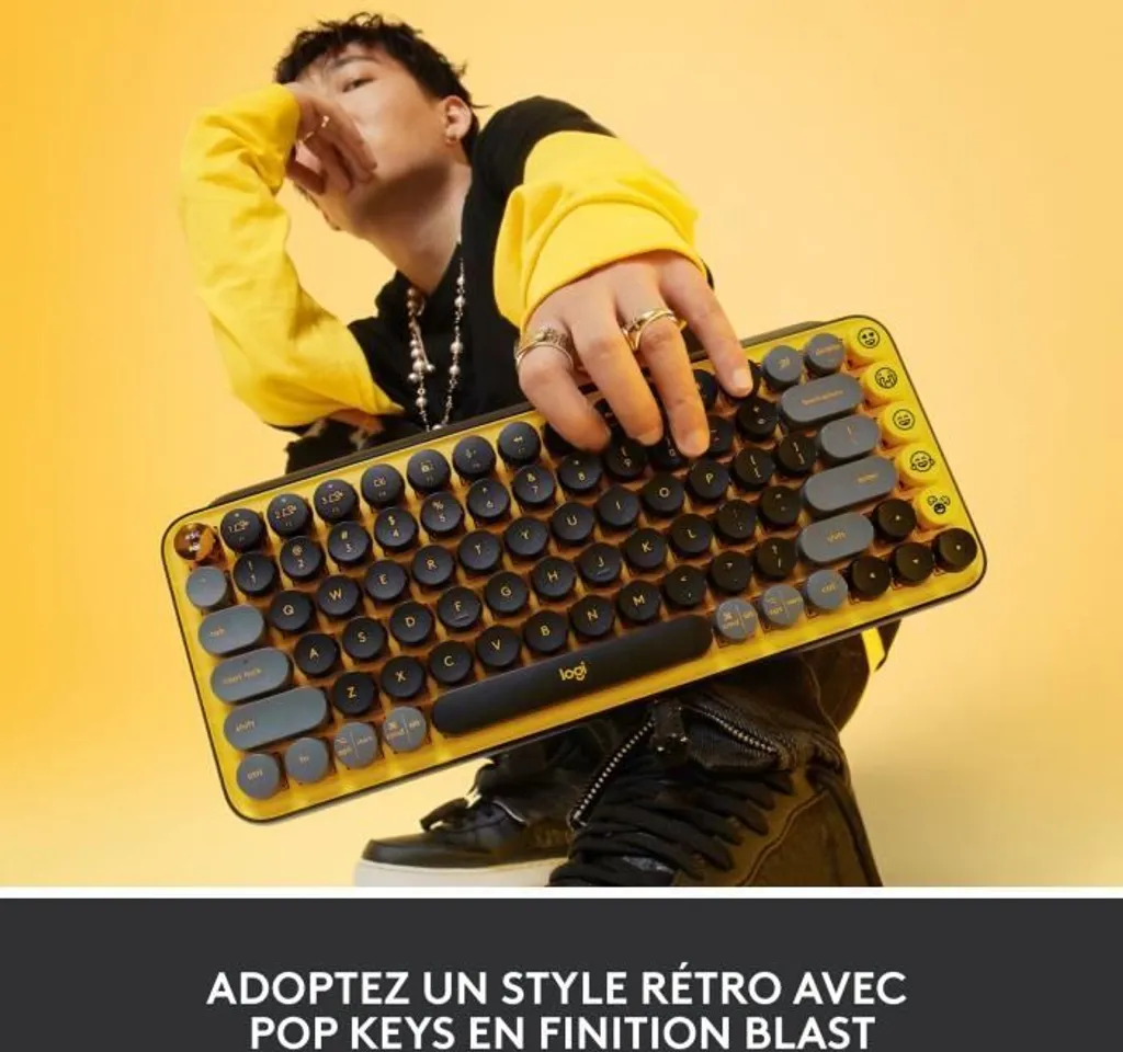 Logitech POP Keys Clavier Mécanique Sans Fil AZERTY Jaune Blast - 3