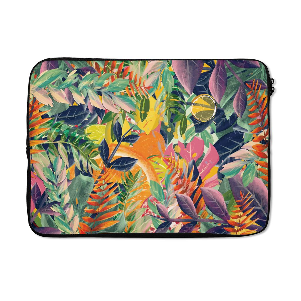 MuchoWow Laptop Hülle 14 ZollBlumen - Dschungel - Tropisch Laptoptasche - Laptoptasche - Stoßsicher - Schutzhaube