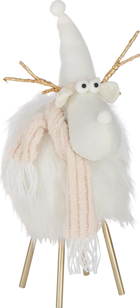J-Line Rentier Hut + Kopftuch Polyester Weiß/Beige Medium