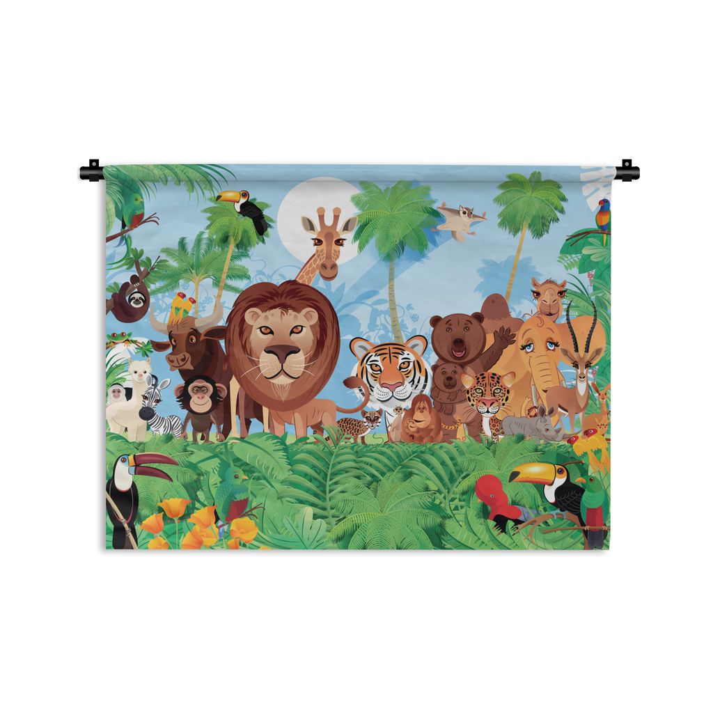 MuchoWow Wandteppich Wandbehang Tropisch - Tiere - Natur - Junge - Kind - Kind 90x67.5 cm Tapisserie Dekoration Wandtuch - Fototeppich - Wand-Sku...