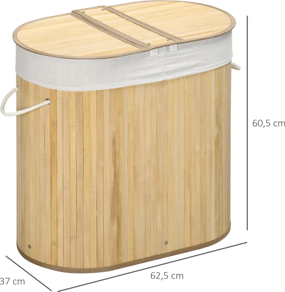 Panier à linge pour organiser et ranger le linge avec 2 compartiments