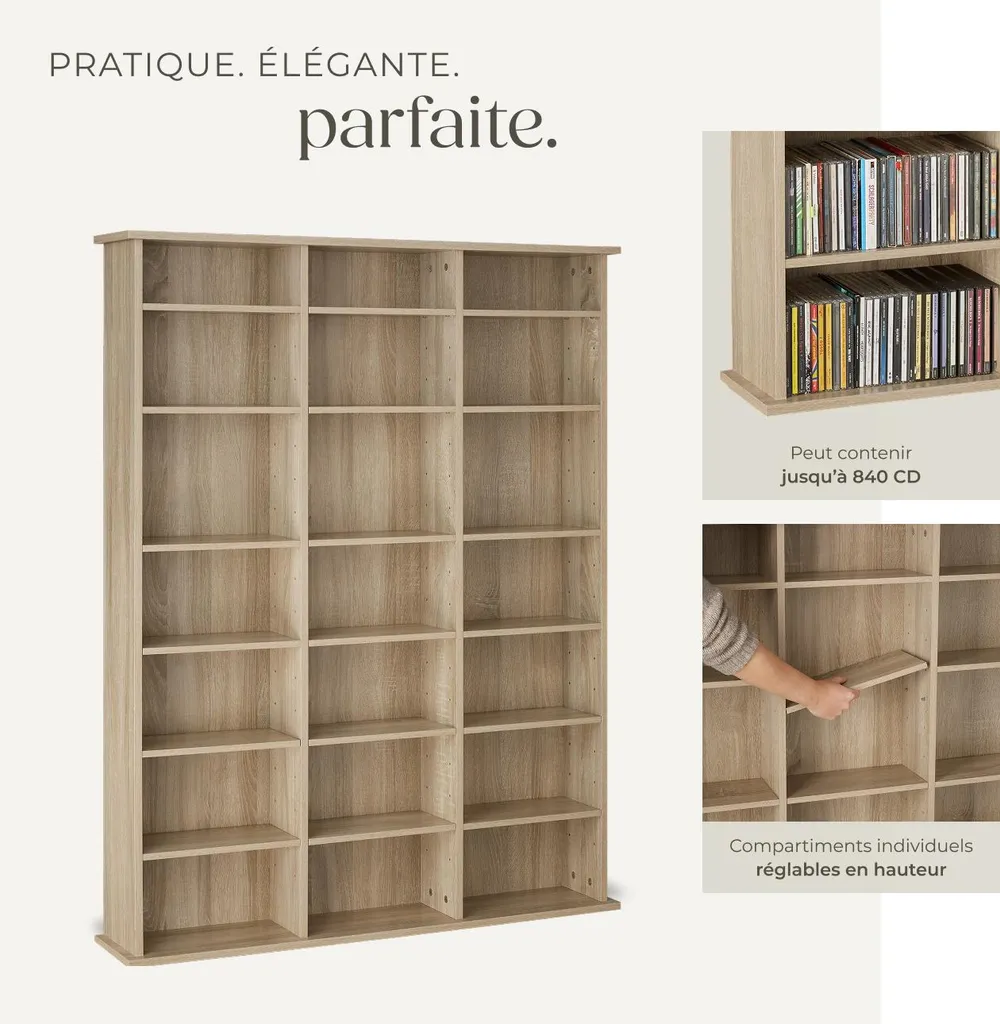 Bibliothèque Fine Stevie Bois Clair Chêne Sonoma, Design Compact - 4