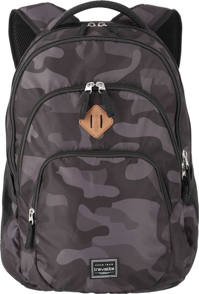 travelite Freizeitrucksack Rucksack mit Laptopfach Basic Melange Backpack 22L Camouflage grau