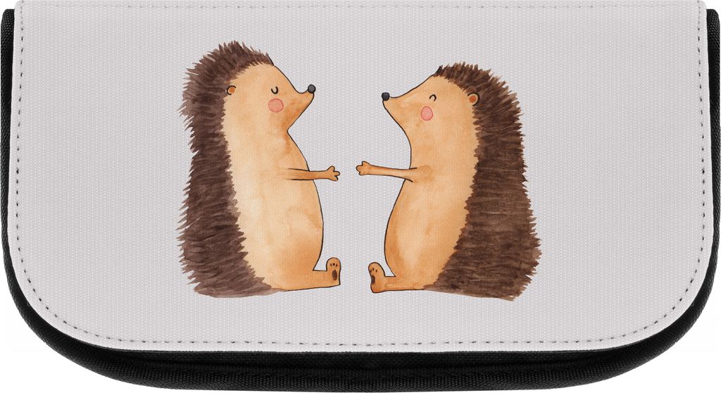 Mr. & Mrs. Panda Organizer Igel Liebe - Grau Pastell - Geschenk, Freundin, Make-up, Hochzeit, Kosmetiktasche, kulturtäschchen, Hochzeitstag, kosme...