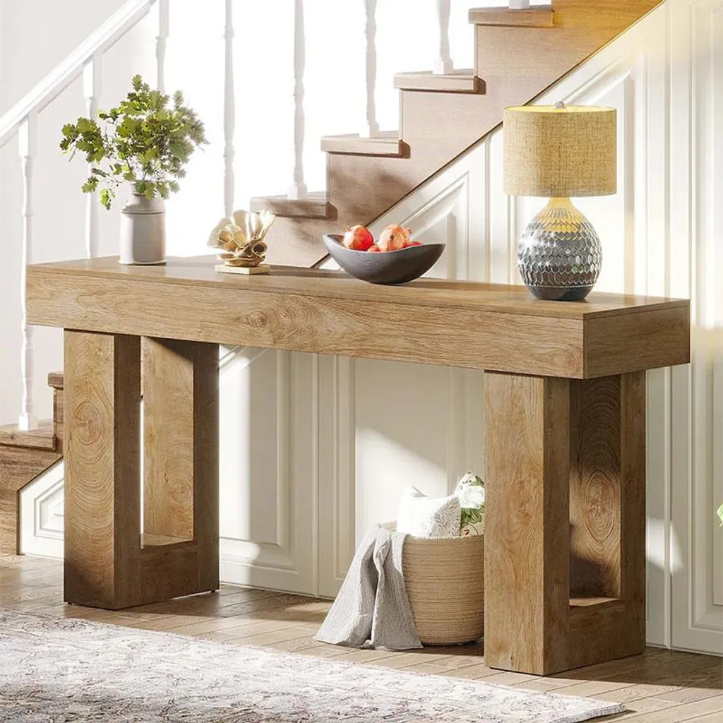 Console Table d'appoint HOGA-JW0908 160x35x85 cm Bois Marron Clair