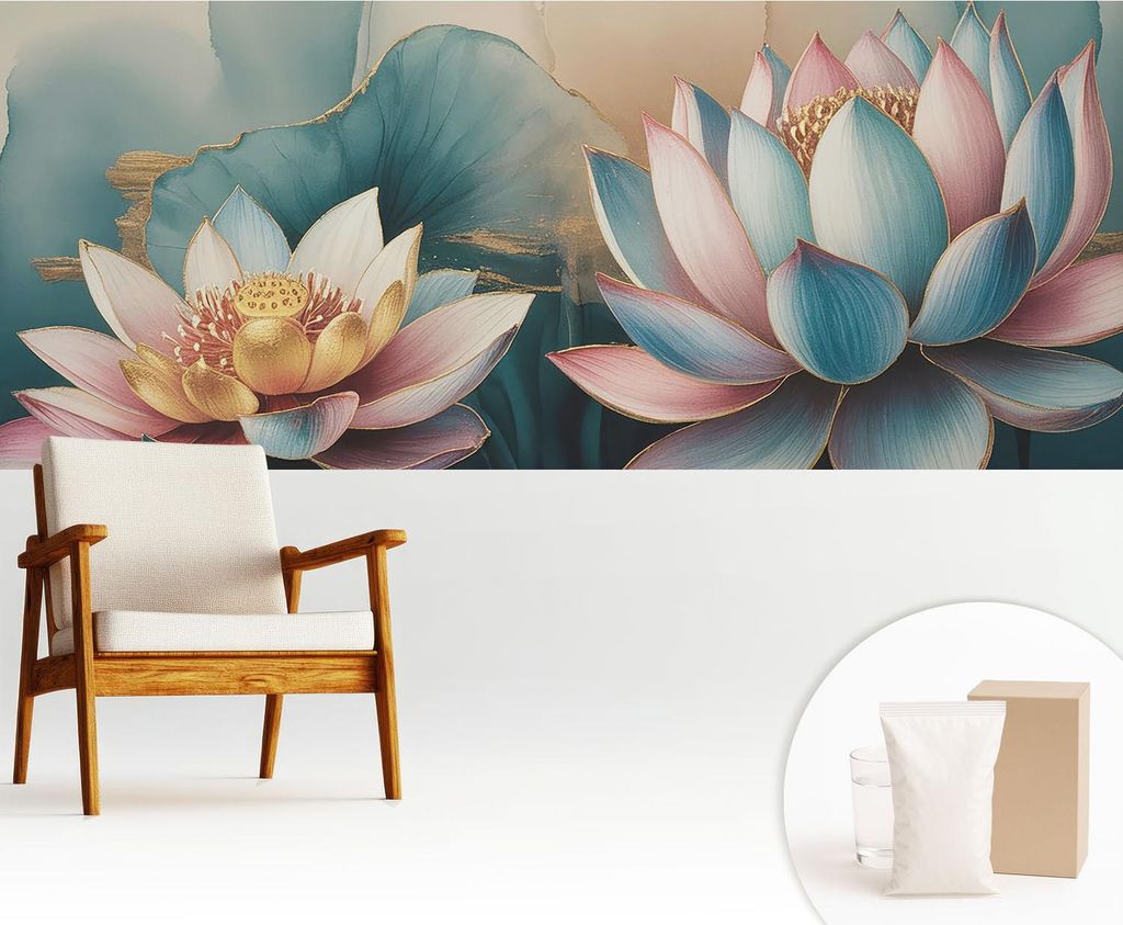 Fototapete - 250x104 cm - Tapete - Wandtapete - Wandbilder - Dekofolie - Tapete Folie - Wand - Dekoration - Wohnzimmer - Lotusblumen der Harmonie