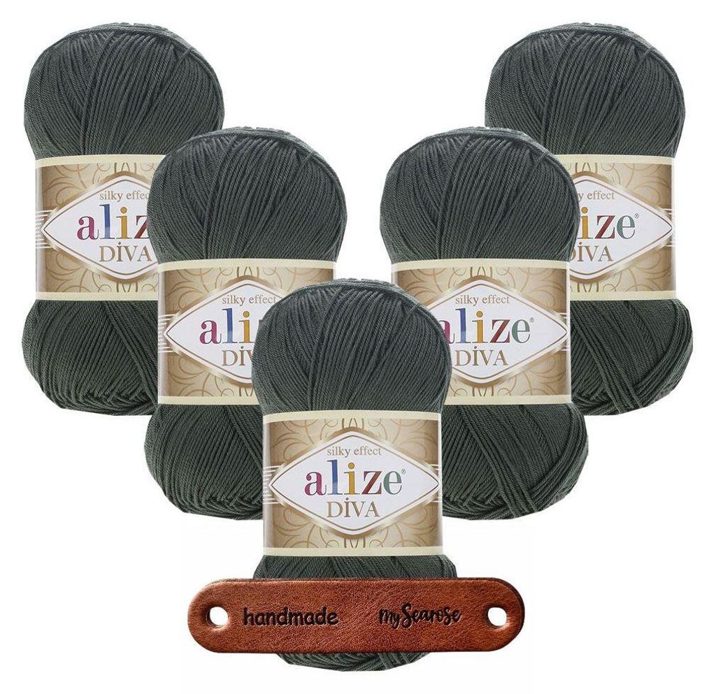 5 x ALIZE Diva 131 Khaki mit Label Produktbild 