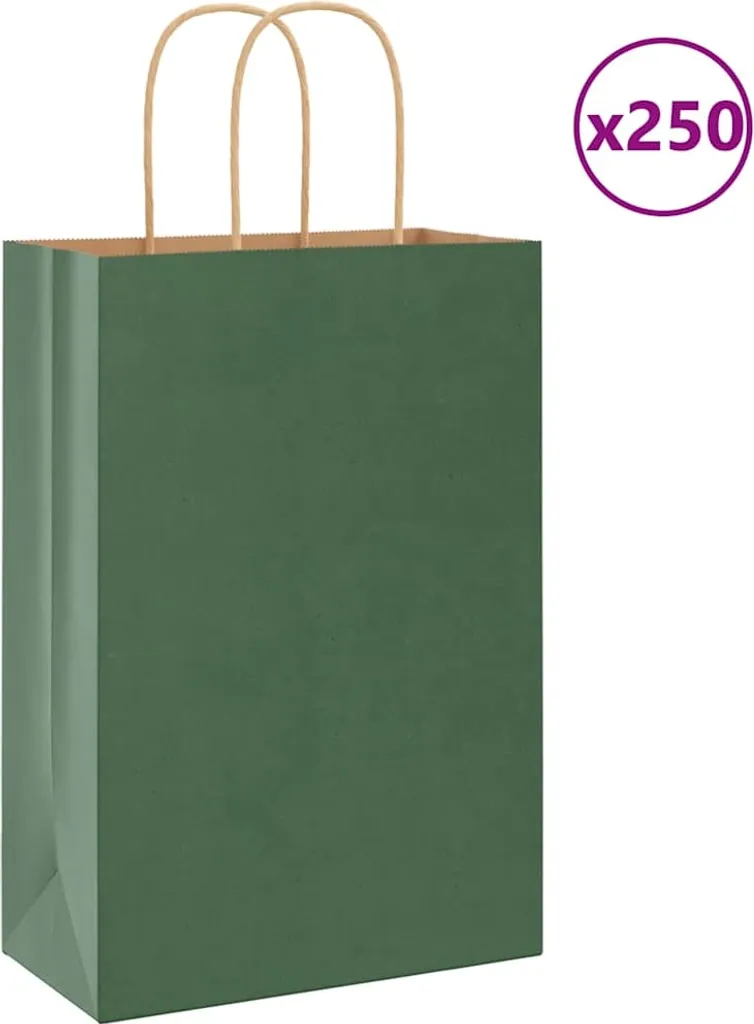 Shopper Carta Moderne 2025: 250 Buste 21x11x31 cm Manici Verdi