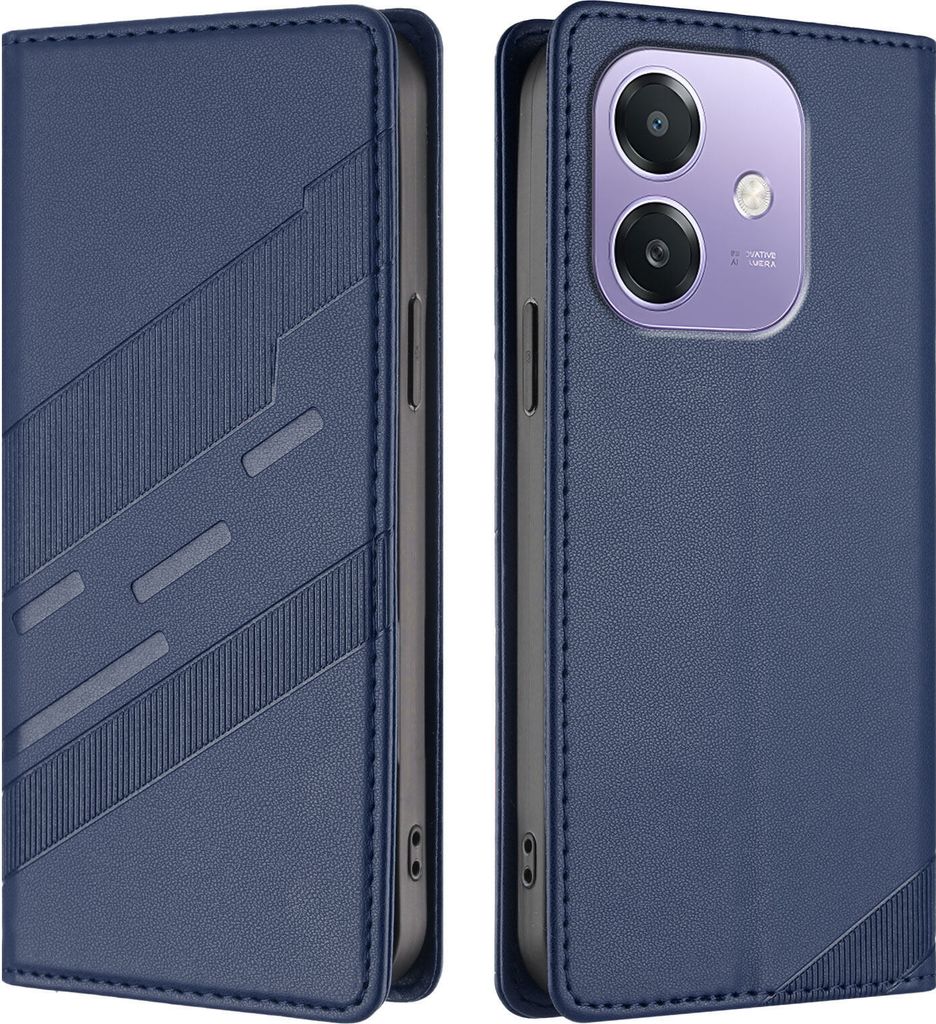 Hülle für Oppo A3 / A3X 5G/4G, Kunstleder Brieftaschen Handyhülle mit Kartenfach und Standfunktion Blau