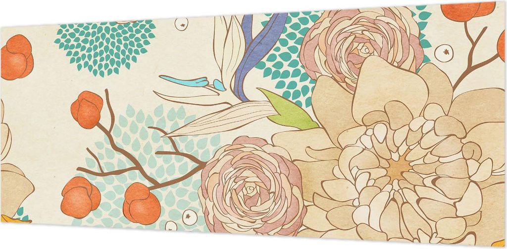 Wandtapete - Dekorative Tapete für Wohnzimmer- Tapetenfolie für Wanddekoration - 208x146 cm - Blumenfantasie