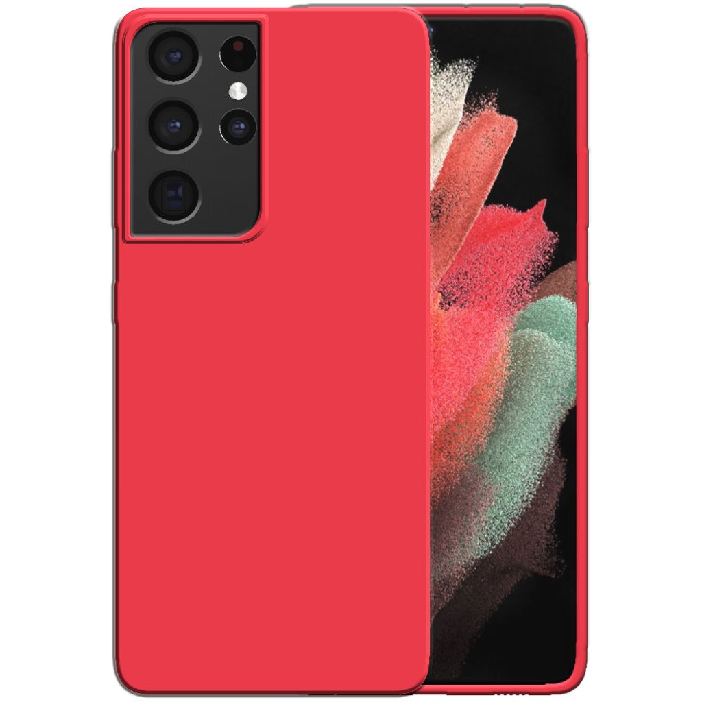Smartphonica Silikonhülle für Samsung Galaxy S21 Ultra Hülle mit weicher Innenseite - Rot