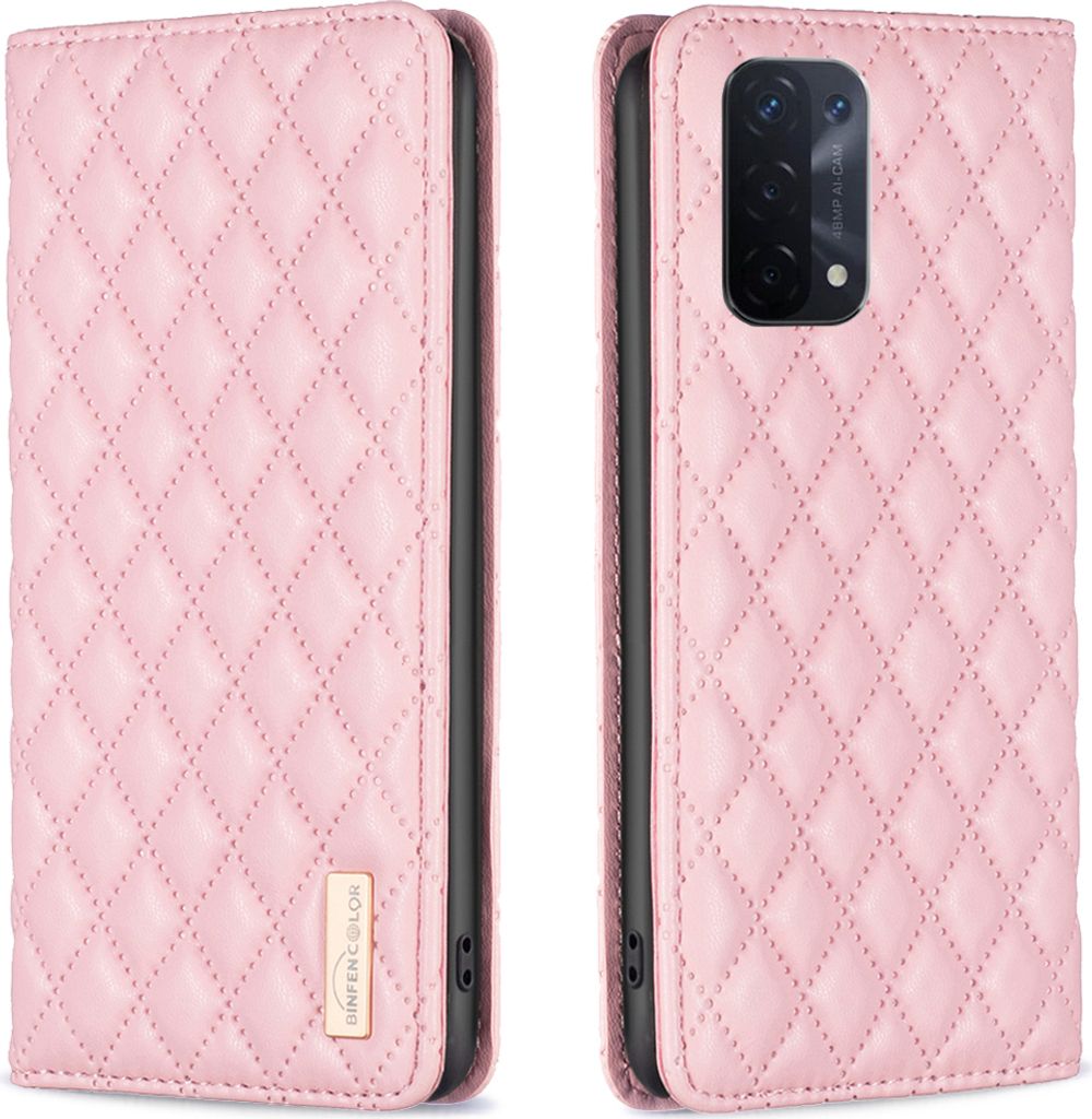 OPPO A74 5G Hülle, Elegant Bookstyle Flip Leder Kartenfächer Schutzhülle mit Ständer für OPPO A74 5G A93 5G A54 5G Pink