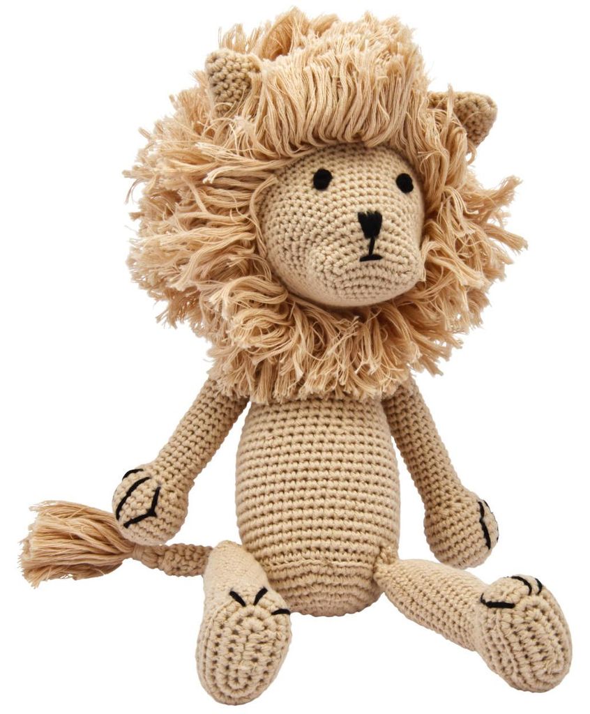 Handgestrickter Löwe Lionel gehäkelt Spielzeug 32 cm aus Produktbild 