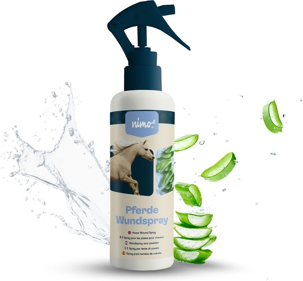 nimo Pferde Wundspray mit Aloe Vera & Panthenol | Wundpflege für Pferde | Regeneration der Haut bei Wunden, Entzündungen und Irritationen | Nar...