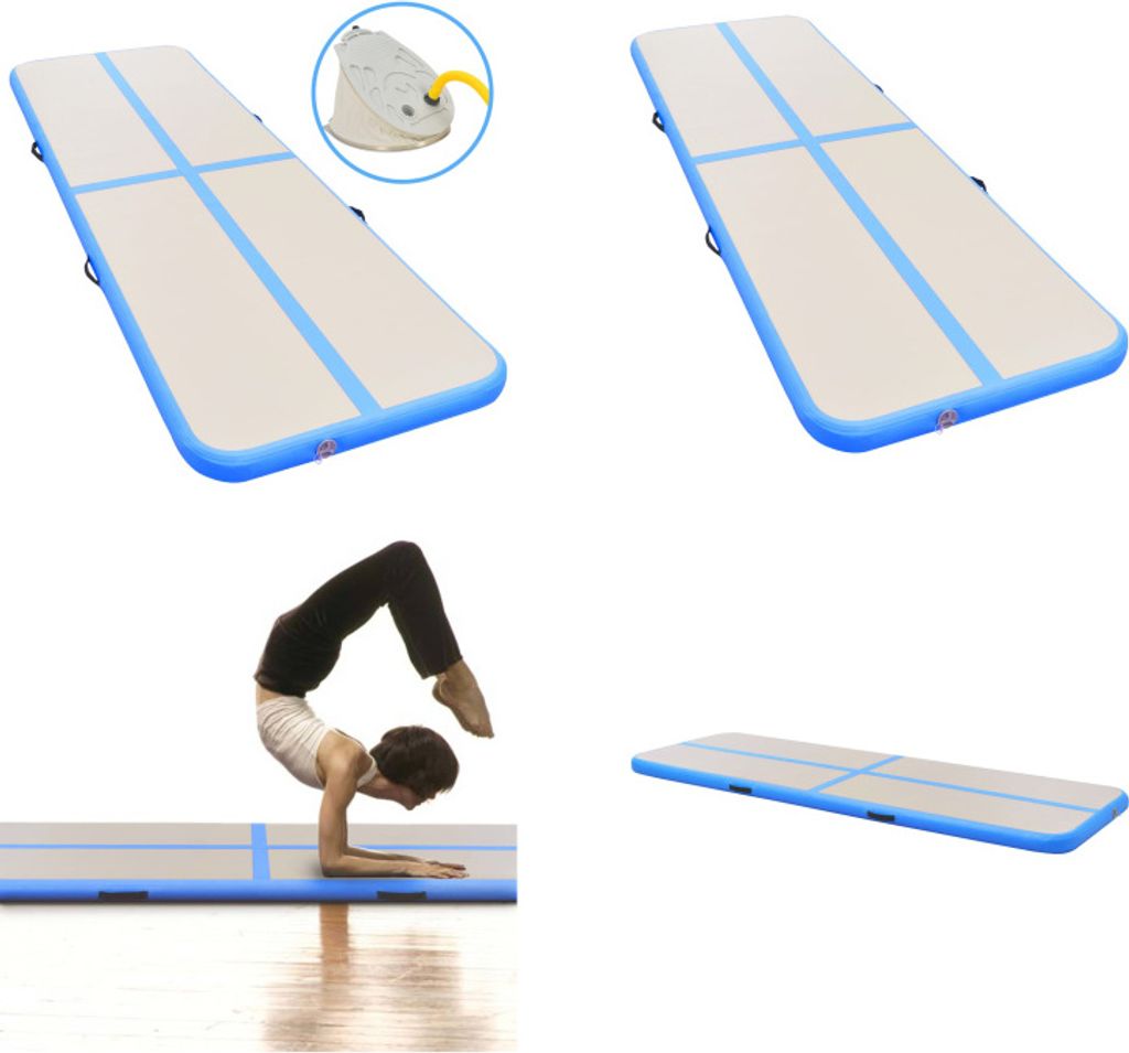 vidaXL Aufblasbare Gymnastikmatte mit Pumpe 700x100x10 cm PVC Blau - Gymnastikmatte - Gymnastikmatten - Gymnastik Yoga Matte - Gymnastik Yoga Matten