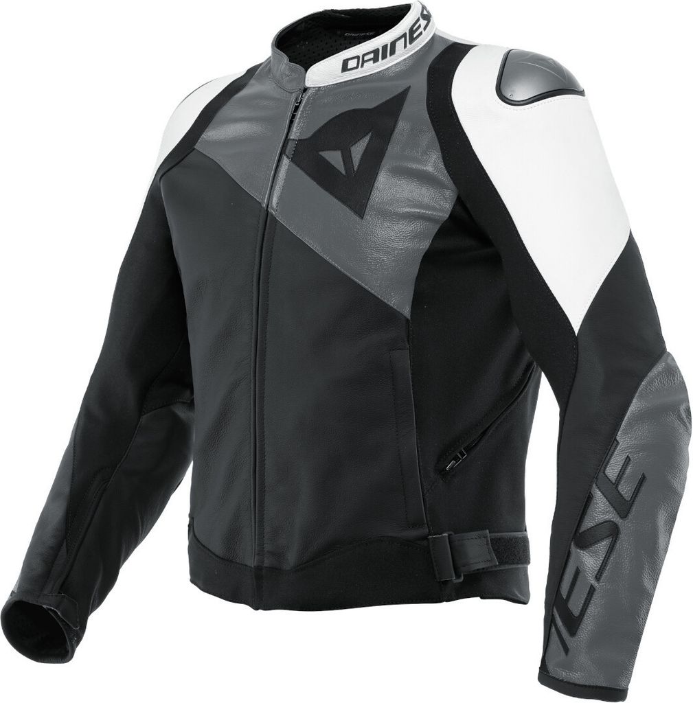 Dainese Sportiva Motorrad Lederjacke, schwarz/grau/weiß, 54