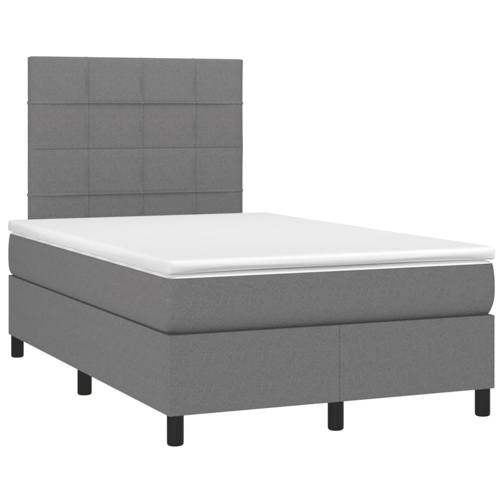 Design Boxspringbett mit Matratze & LED Dunkelgrau 120x190 cm Stoff, Klassische Betten 2024 Neu