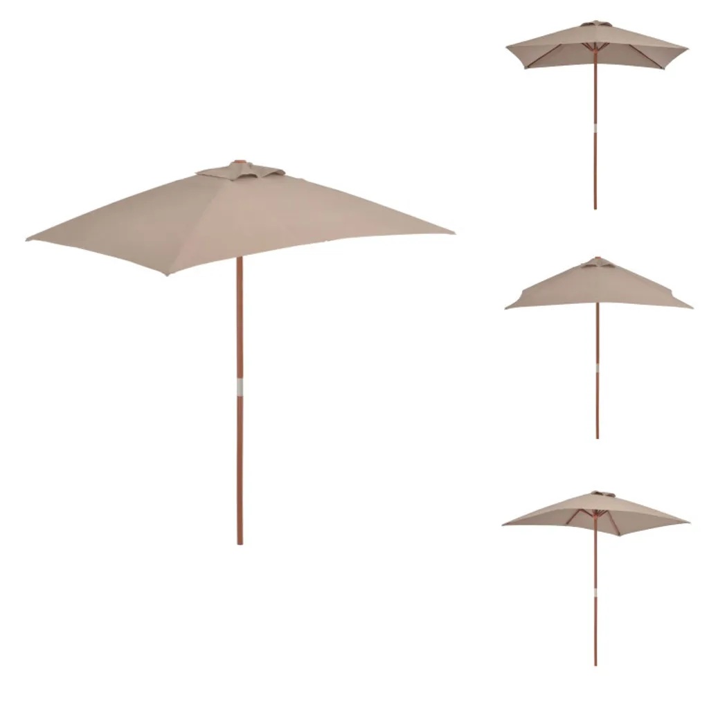 Ombrellone Legno vidaXL 150x200 cm Taupe - Tessuto Poliestere Alta Qualità