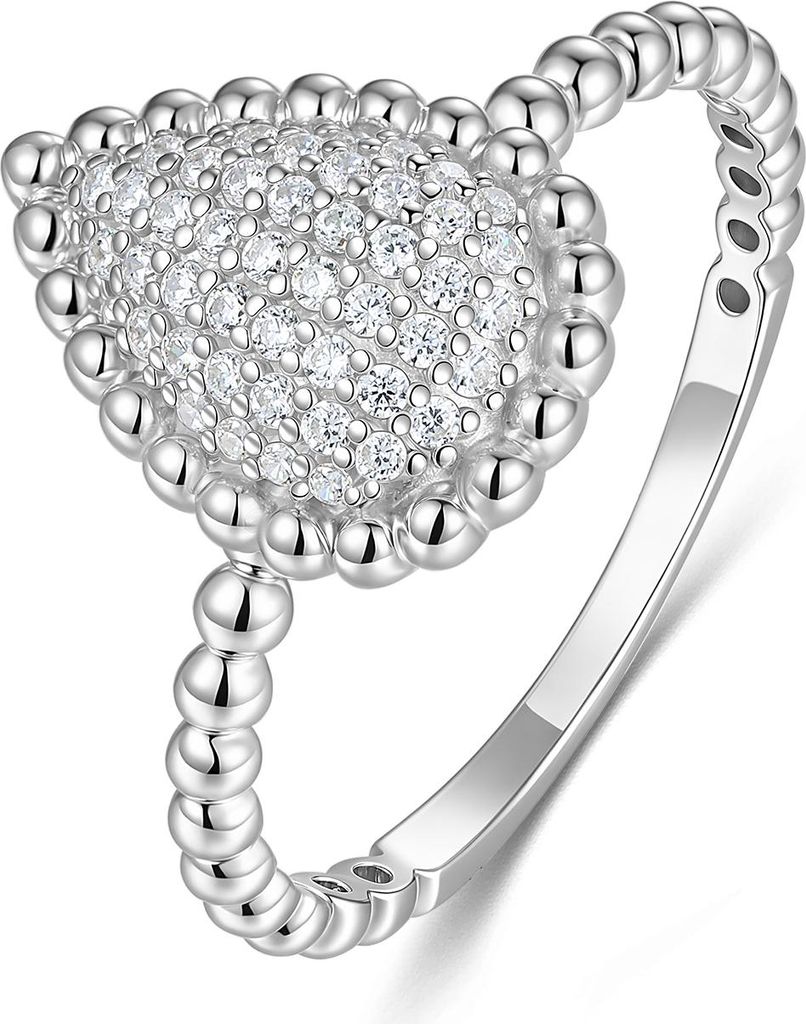 9NB-1699-50 - New Bling - Zilveren Ring met Witte Druppel - Zilverkleurig - Zirkonia - Maat 50