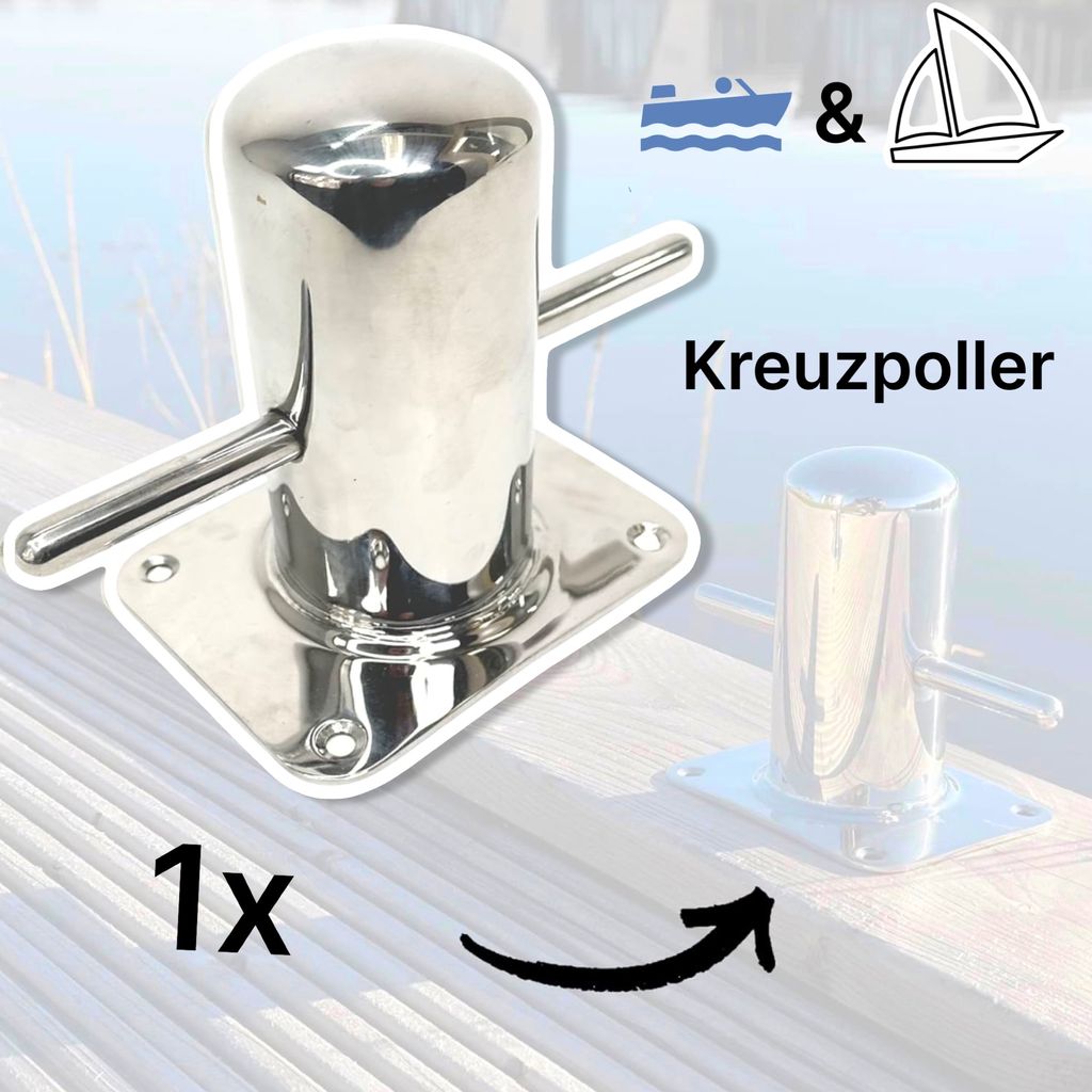 Boot Edelstahl Leinen Festmacher Kreuz Poller 120mm Edelstahl Stegpoller