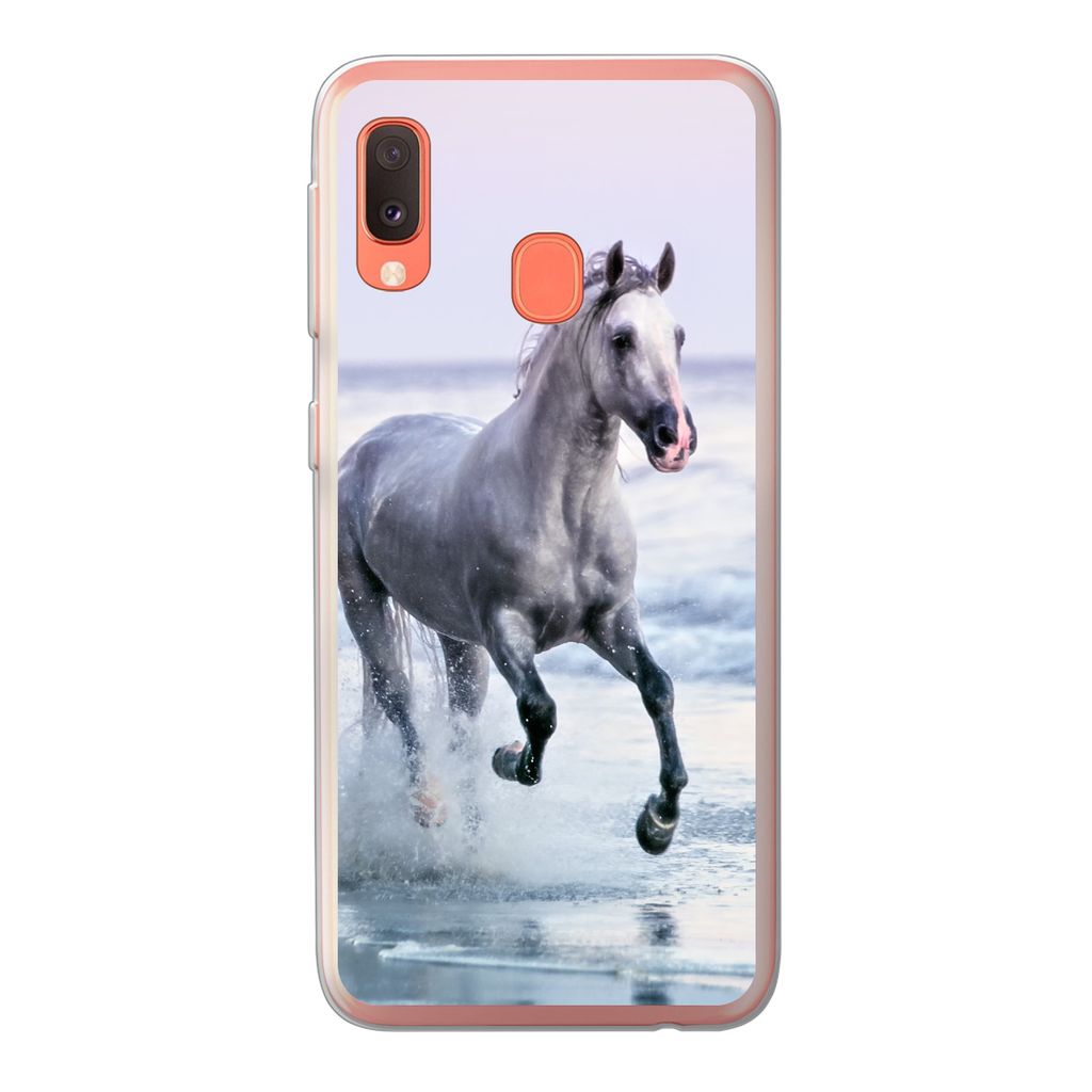 MuchoWow Handyhülle Schutzhülle Hülle für Samsung Galaxy A20e Pferde - Luft - Meer Silikon Softcase Handy Hülle - Abdeckung