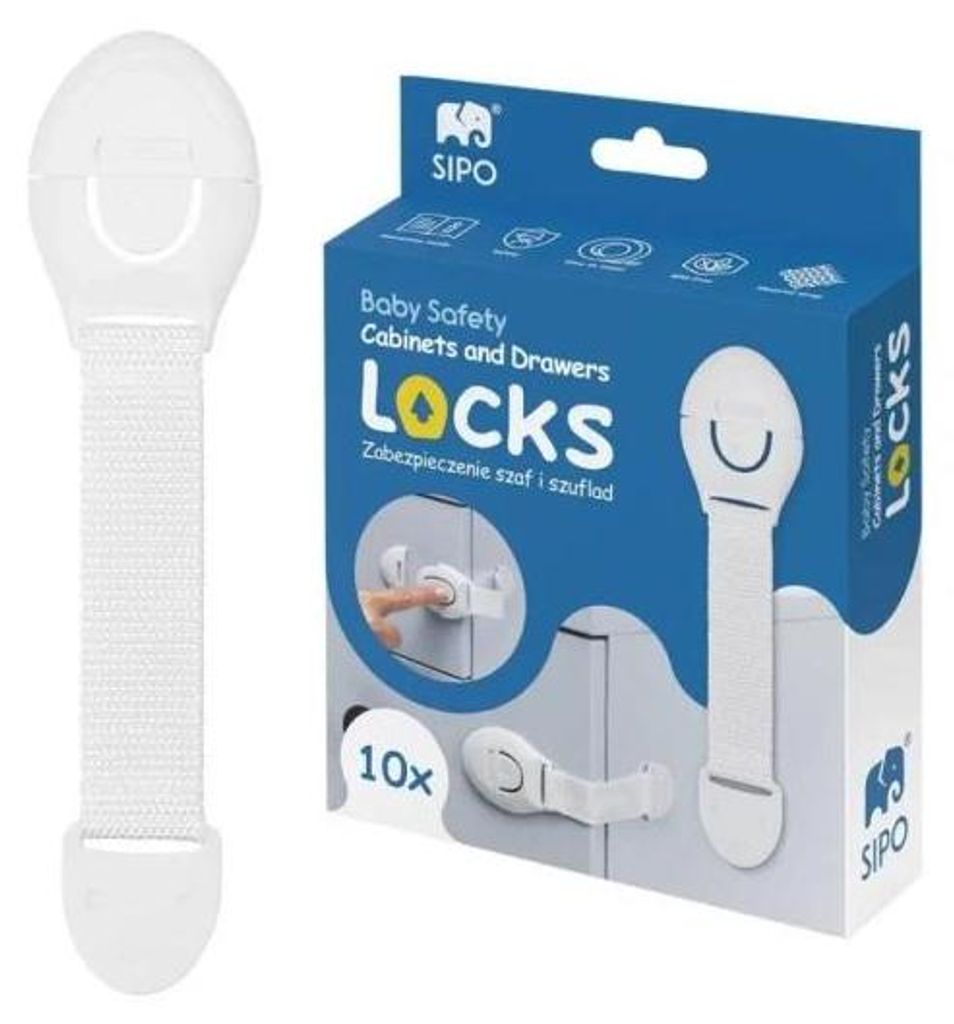 Bezpečnostné prvky do skríň a zásuviek, 10 ks – Sipo Obrázok produktu 