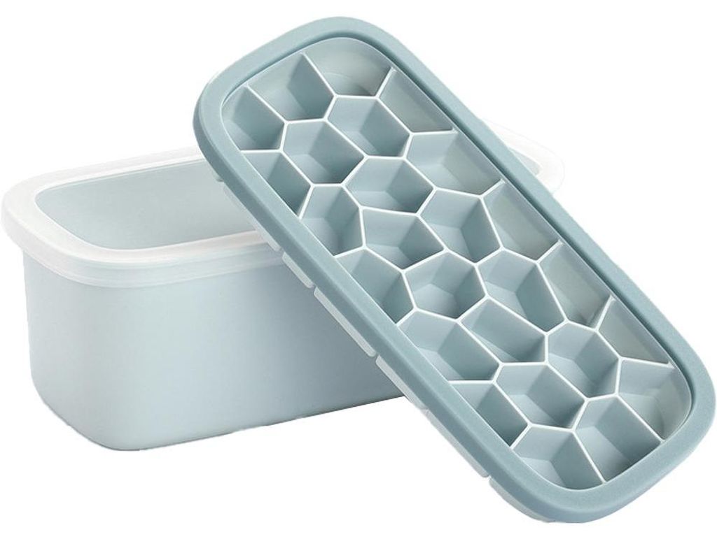 Eiswürfelform, Eisbehälter für den Gefrierschrank mit Deckel, doppelwandige, wabenförmige Silikon-Eiswürfelform für Eiscreme, Whisky, Cola, N...
