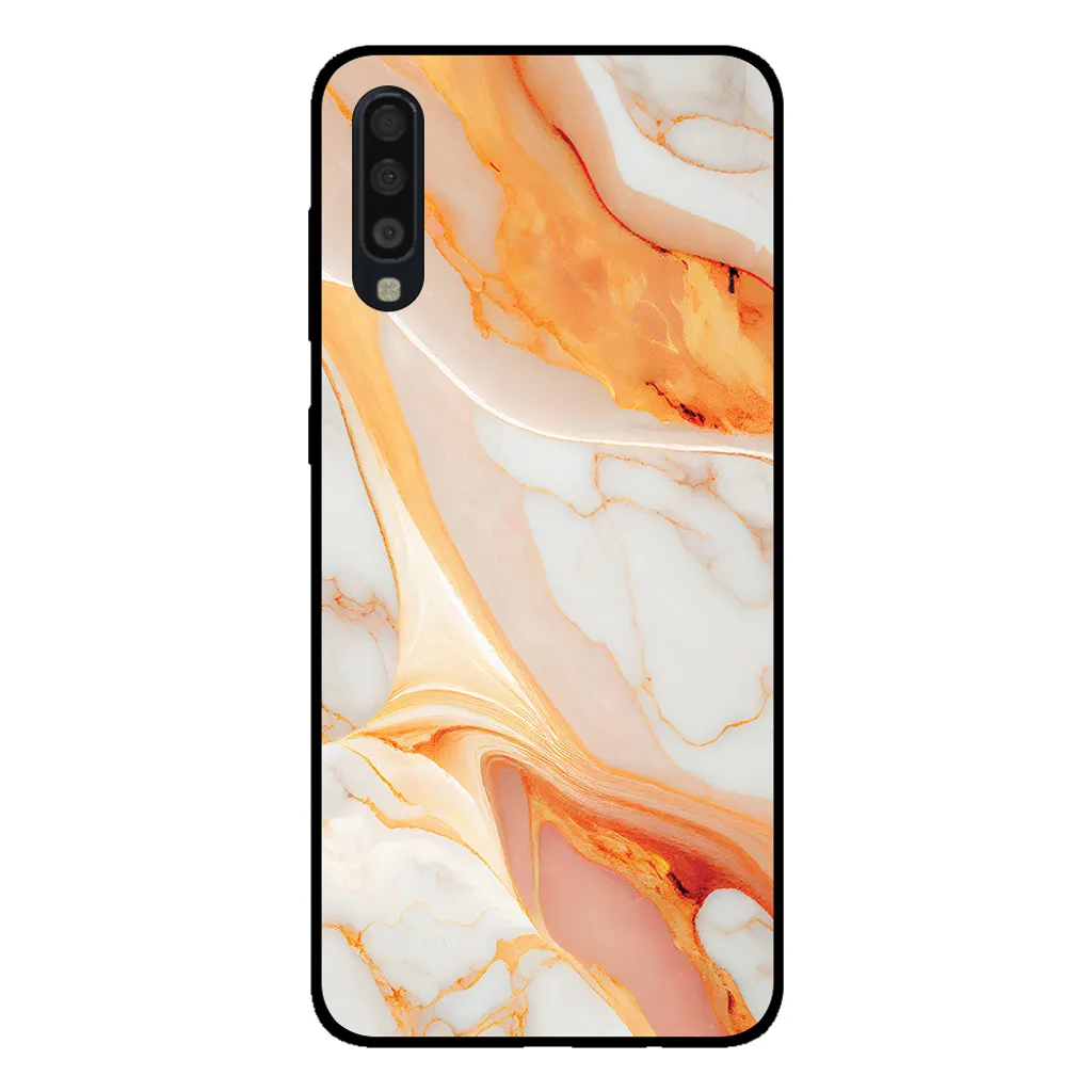 Custodia Samsung Galaxy A70 Marmo Arancione Smartphonica TPU Morbido