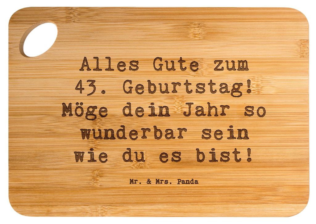 Mr. & Mrs. Panda Holzbrett Spruch 43. Geburtstag - Transparent - Geschenk, Schneidebrett, liebevolle Grüße, Hackbrett, holzschneidebrett, Geschen...