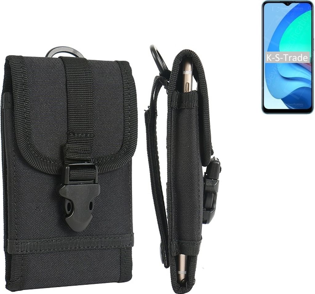 K-S-Trade Holster Handy Hülle kompatibel mit Oppo A56 5G Holster Handytasche Gürtel Tasche Schutz Hülle Robust Outdoor schwarz