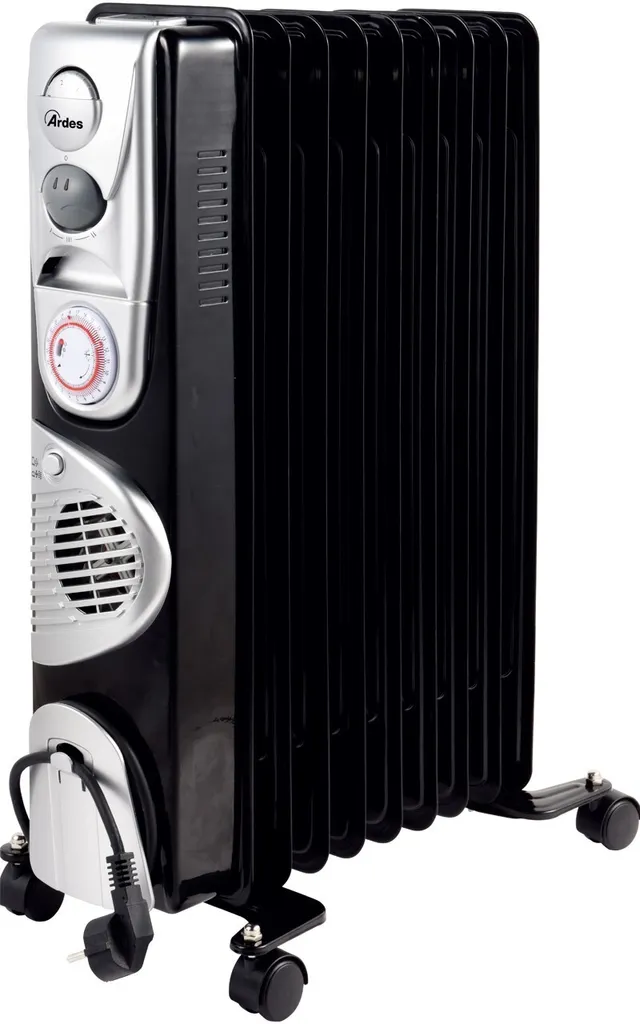Chauffage électrique Ardes 2400W puissant à 9 éléments noir et argent