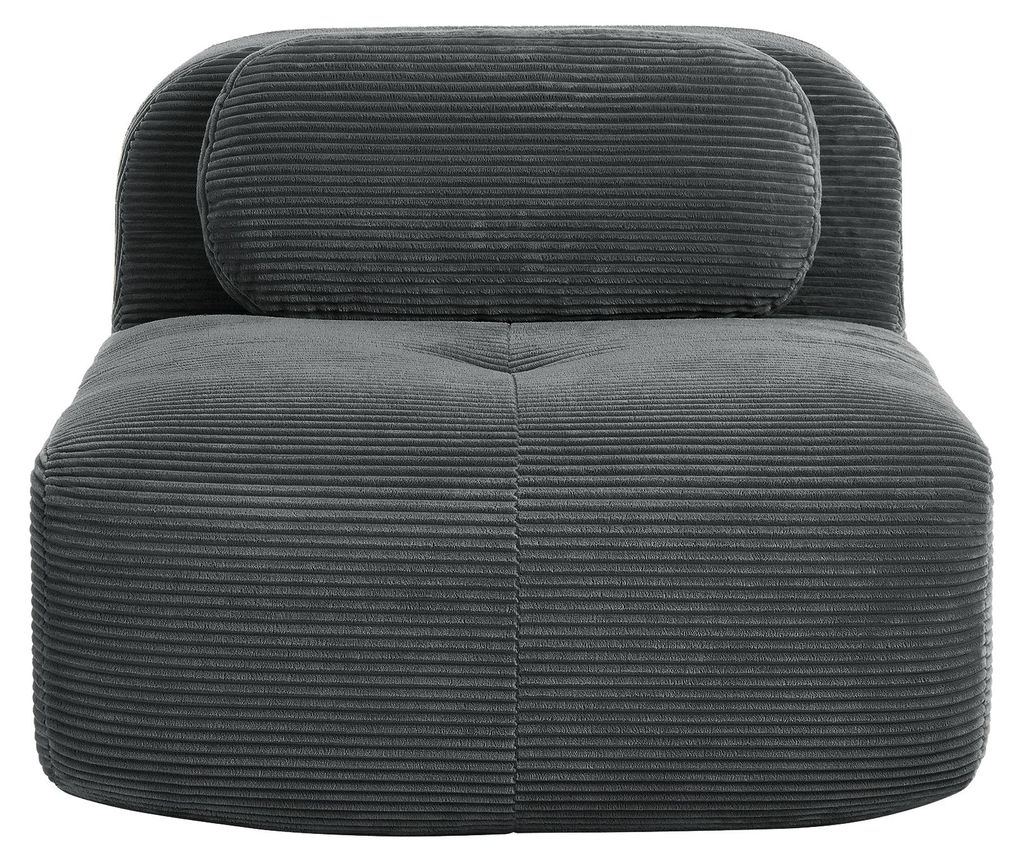 Cord-Sofa Hamlet, ohne Armlehnen, modulares Mittelteil mit Kissen, 90 x 103 x 75 cm, Grau