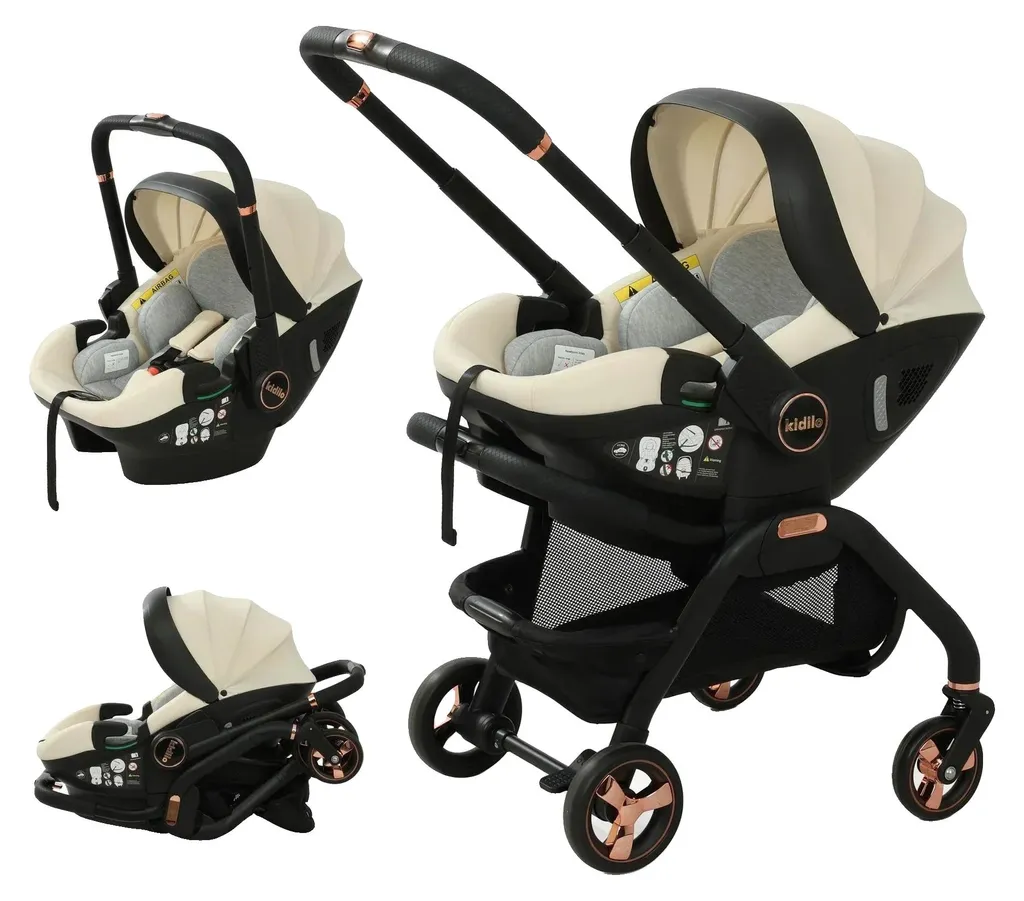 Siège-auto bébé pliable blanc cassé : gain de place et sécurité Max