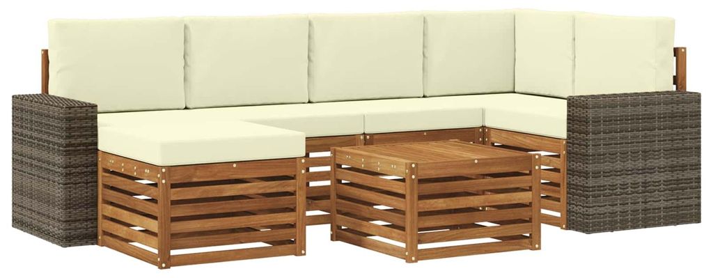 “2026 Modern“ Natur und Creme Ecksofa Set mit Kissen 7 pcs Natur und Creme - Designermöbel 12024 - Gartensofas