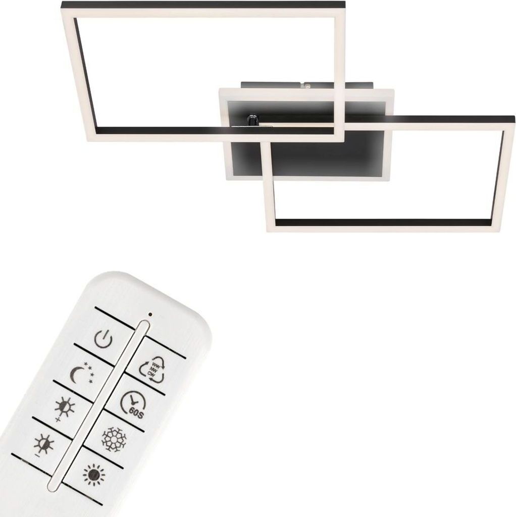 LED Deckenleuchte CCT Dimmbar Fernbedienung Timer 40W schwarz Metall Briloner