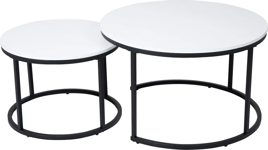 Table basse ronde bois blanc : gagnez de la place avec ce set gigogne