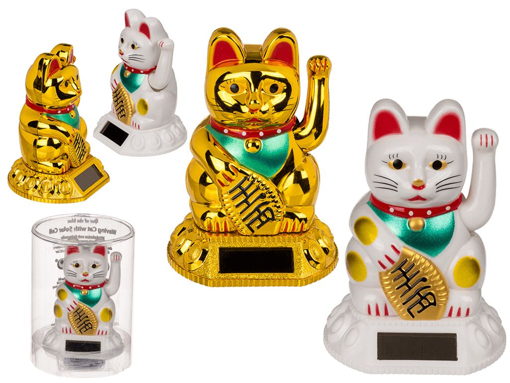 Winkekatze Solar Kunststoff 8 cm Produktbild 