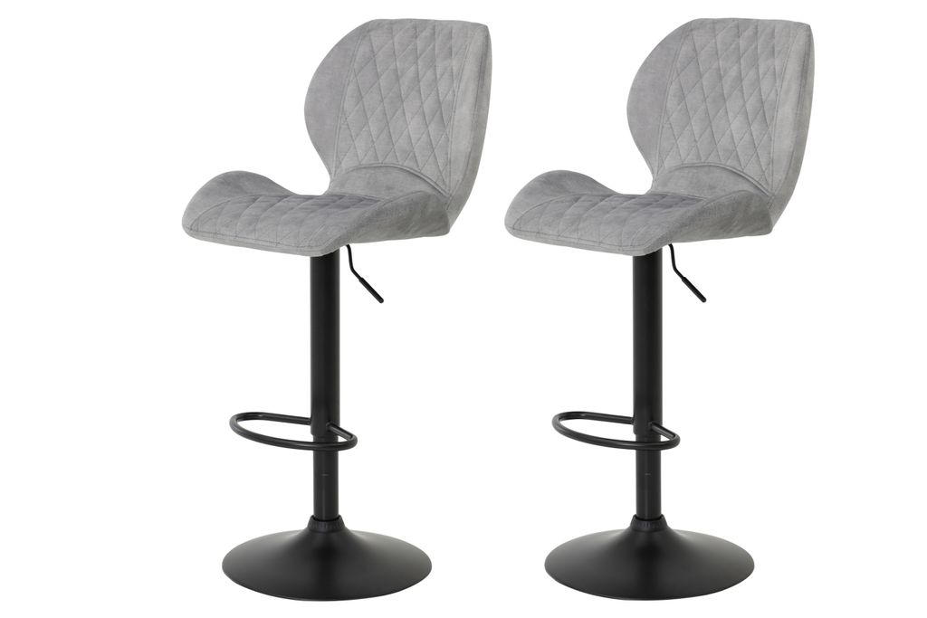 2er Set Barhocker Laila - Vintage Grau - Trompetengestell Produktbild 